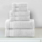 6-Piece Turkish Cotton Three Line Popcorn Towel Set, 2 Washcloths, 2 Hand Towels and 2 Bath Towels