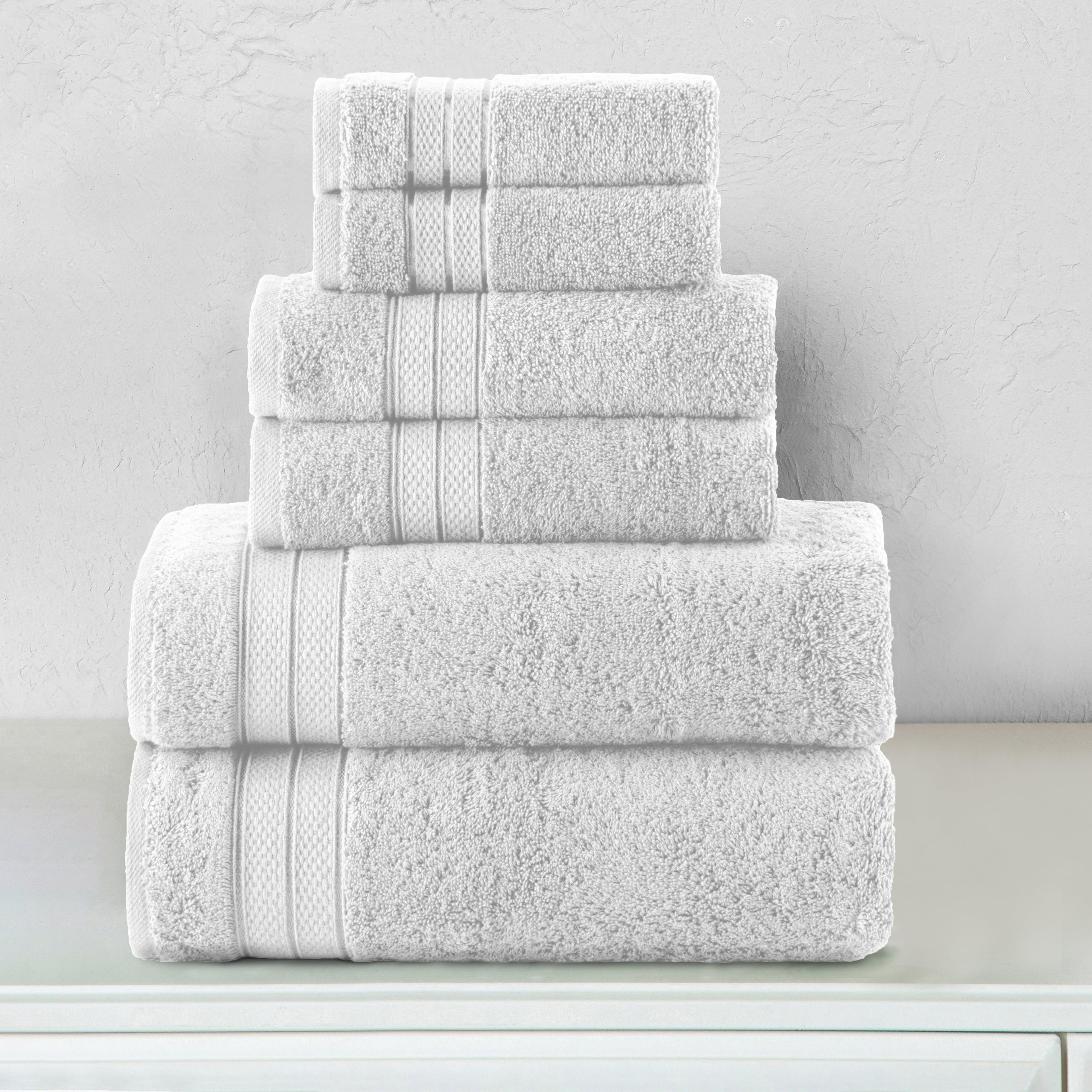 6-Piece Turkish Cotton Three Line Popcorn Towel Set, 2 Washcloths, 2 Hand Towels and 2 Bath Towels