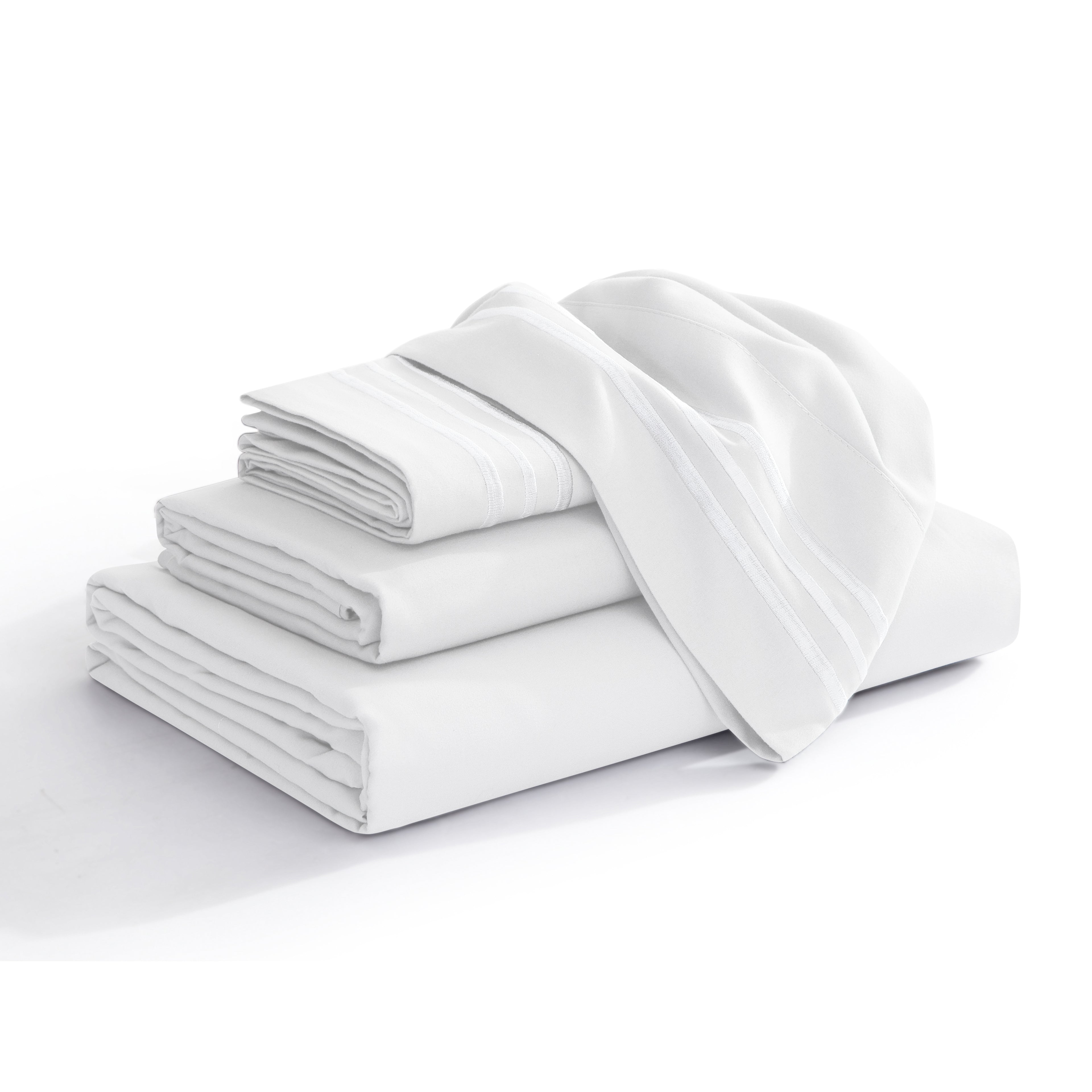 Extra deep 18-24 Inch Pocket 3 Line Embroidery, 4-Piece Sheet Set, Bright Shades