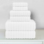 6-Piece Turkish Cotton Corduroy Towel Set, 2 Washcloths, 2 Hand Towels and 2 Bath Towels
