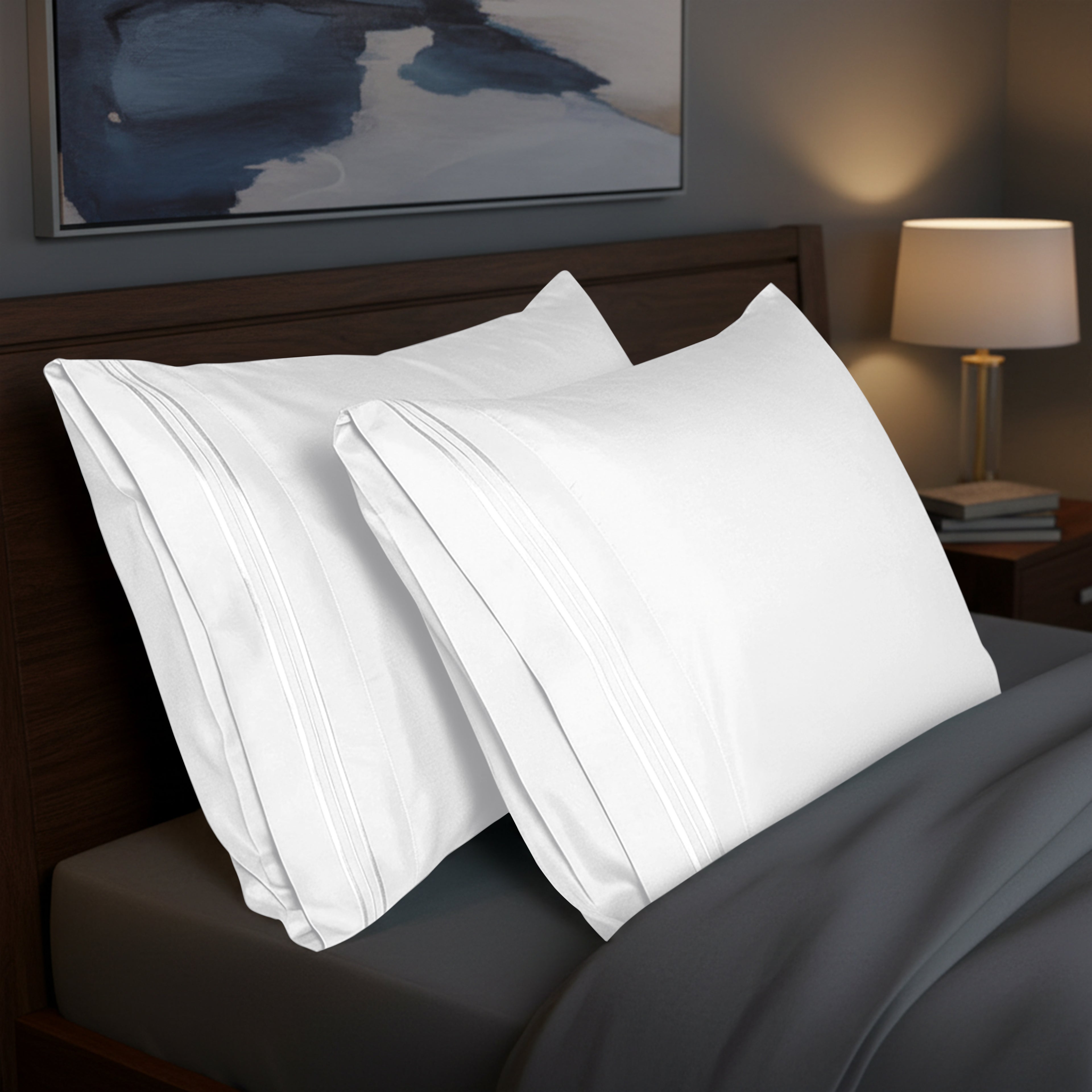Set of 2 Pillowcases- 3 Line Embroidery