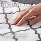 6-Piece Moroccan Trellis Printed Pattern - Soft as a Hotel Premium Quality