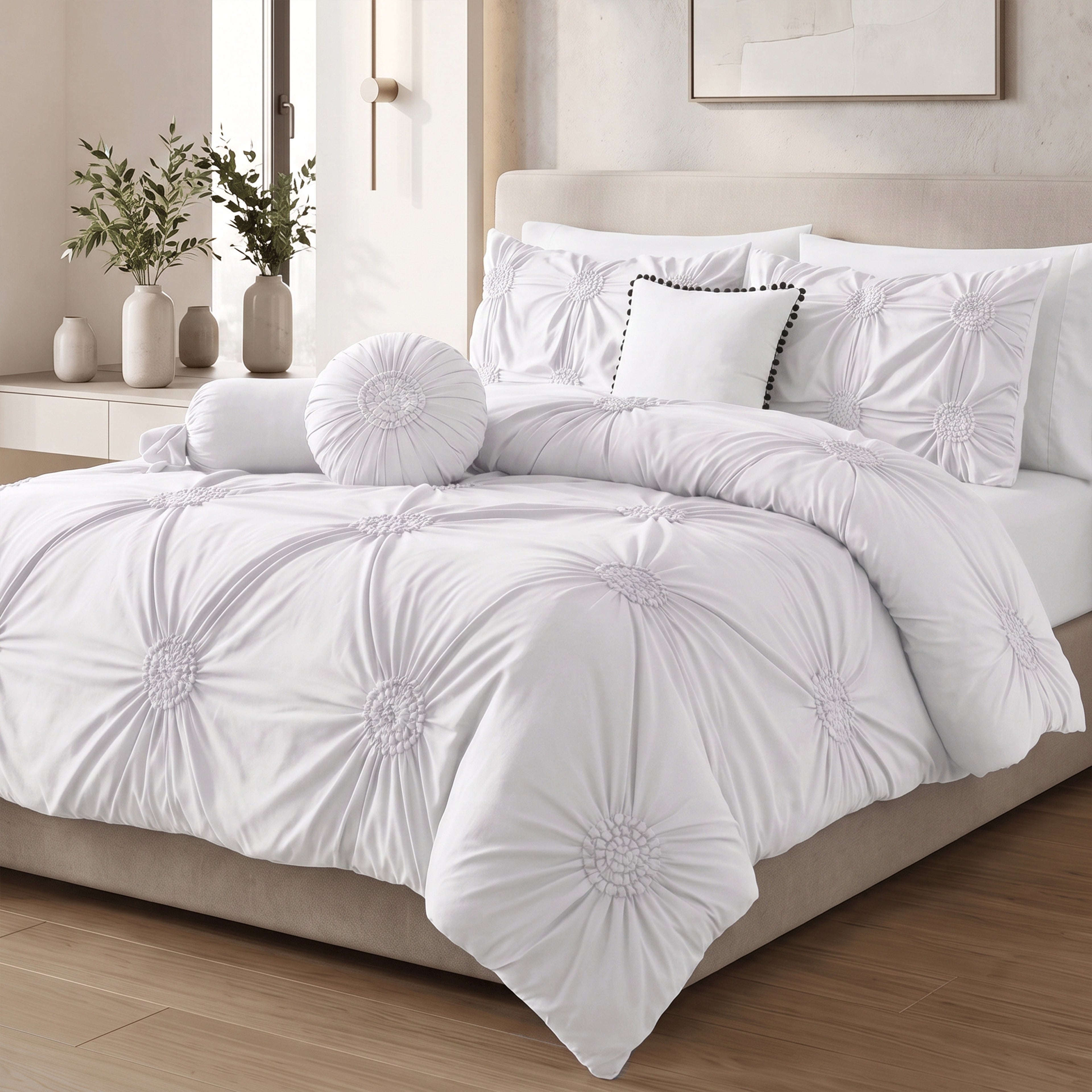 10-Piece Sunflower Comforter Set - Includes 4-Piece Sheet Set with Double Sided Storage Pockets