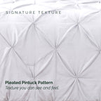 Pinch Pleated Pintuck Pattern, 3-Piece Duvet Cover Set - Features Corner Ties
