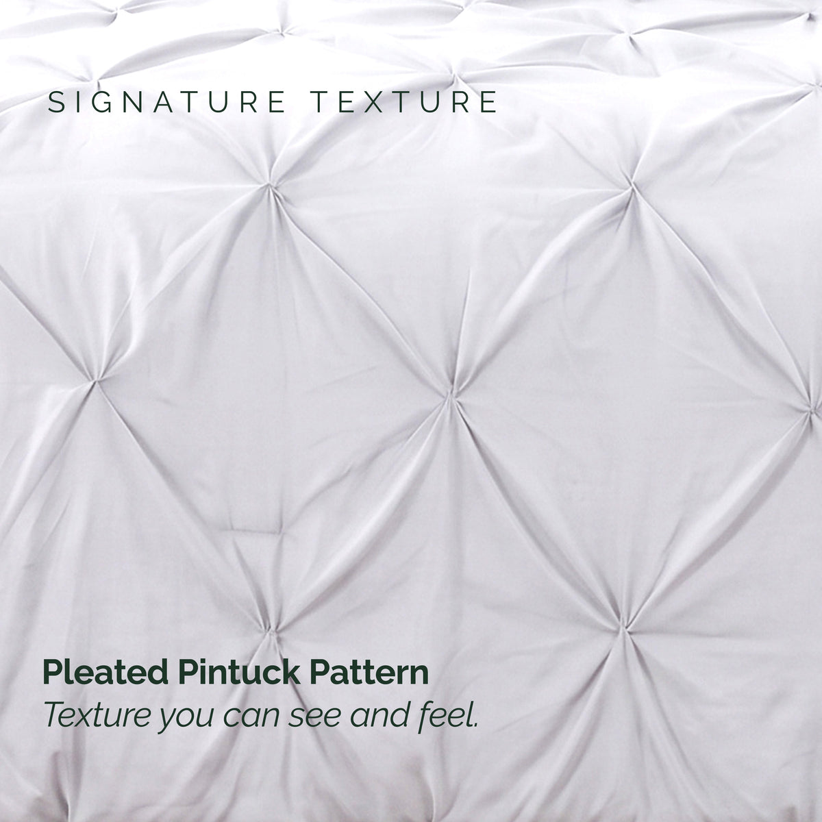 Pinch Pleated Pintuck Pattern, 3-Piece Duvet Cover Set - Features Corner Ties