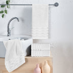4-Pack Turkish Cotton 4 Lines Stripe Hand Towel Set, 16 x 28 inch