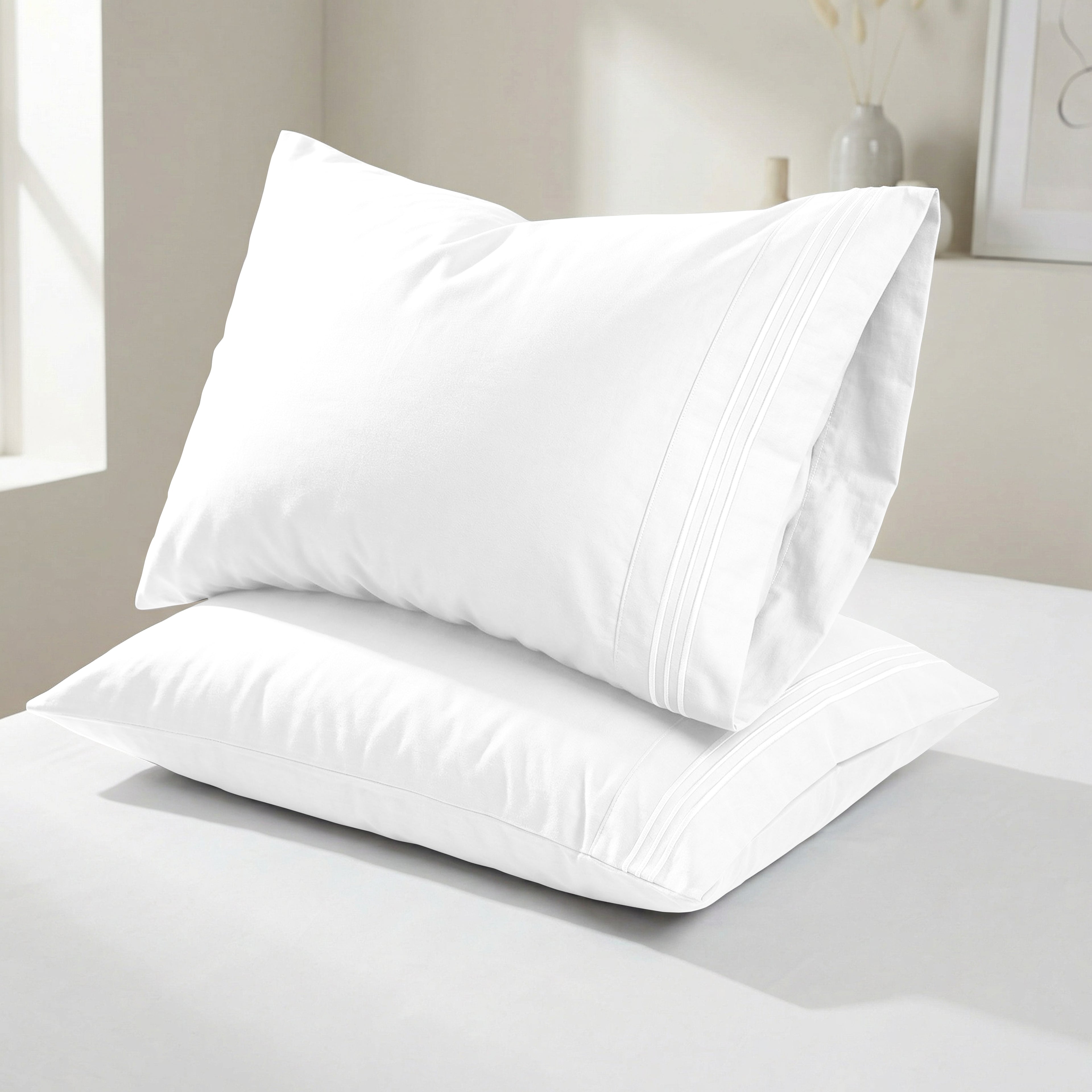 Set of 2 Pillowcases- 3 Line Embroidery