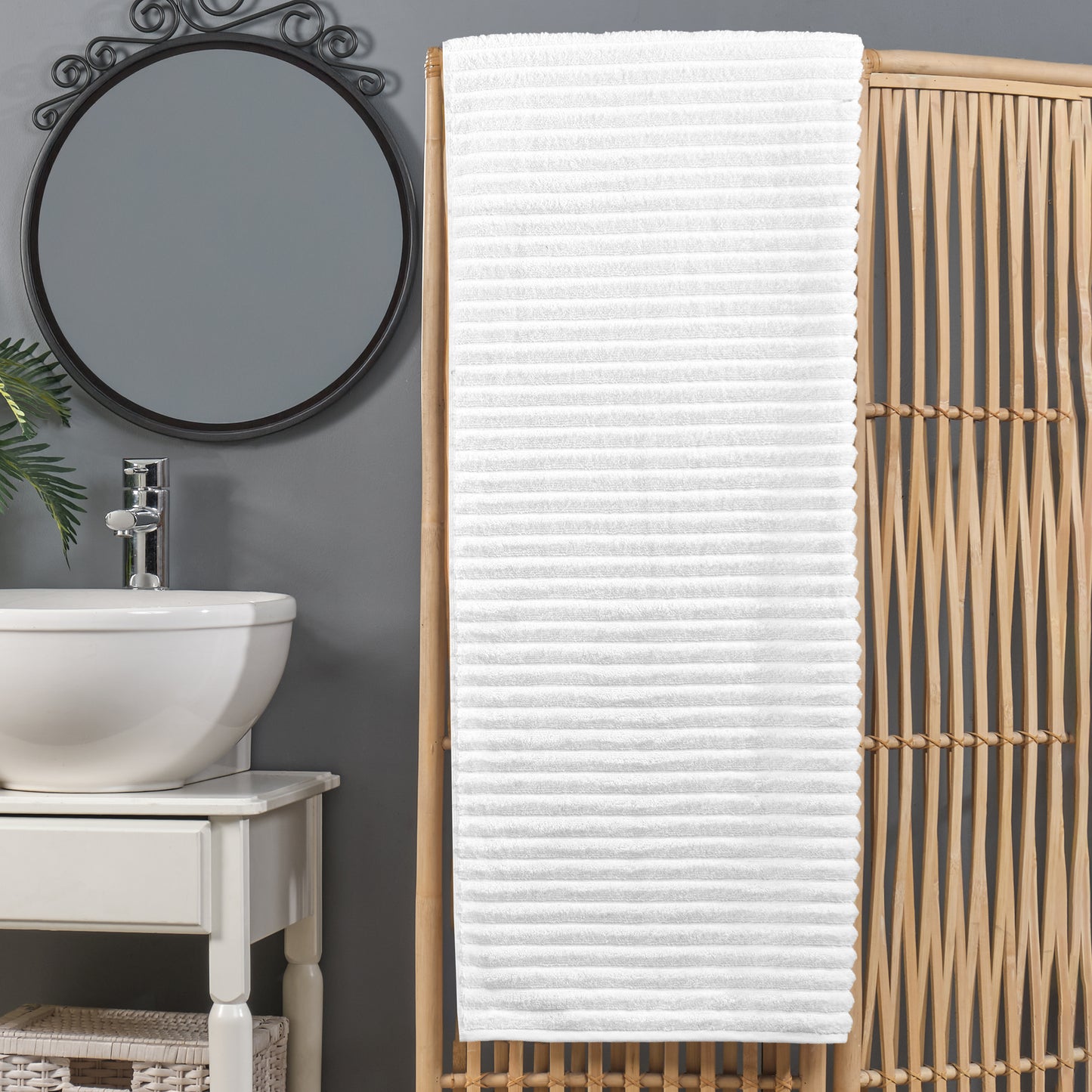 Elegant Comfort 1-Piece Premium Turkish Cotton Corduroy Stripe Oversized Bath Sheet Towel 40 x 80 Inch