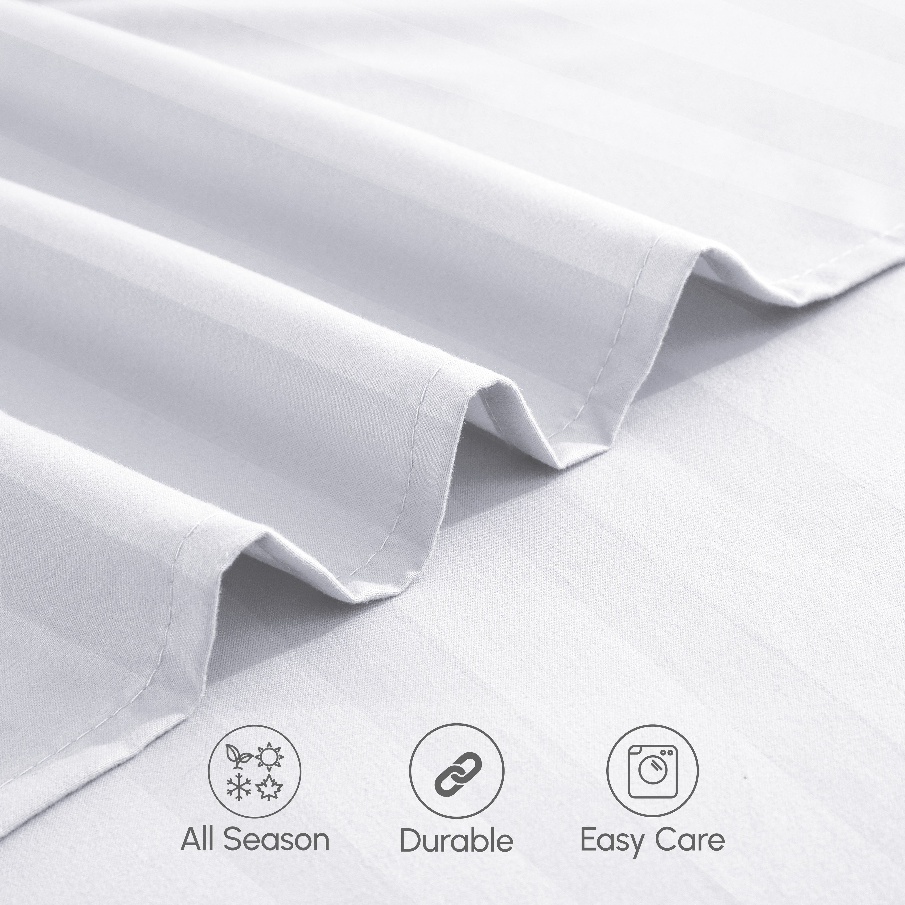 6-Piece Dobby Stripe Printed Bed Sheet Set- Soft as a Hotel Premium Quality