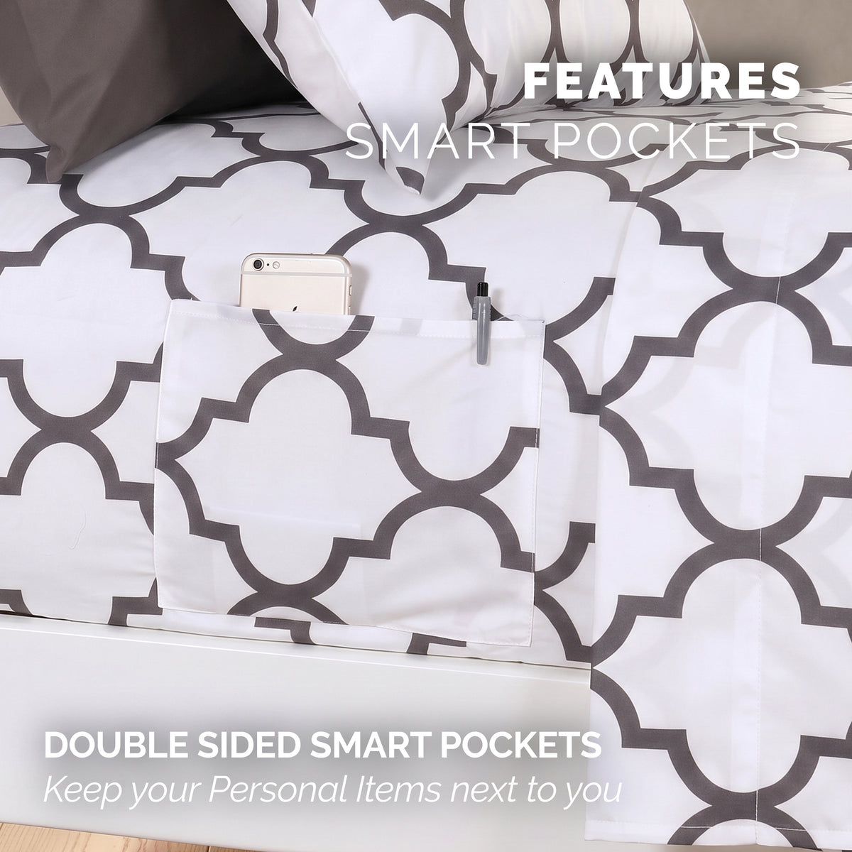6-Piece Moroccan Trellis Printed Pattern - Soft as a Hotel Premium Quality