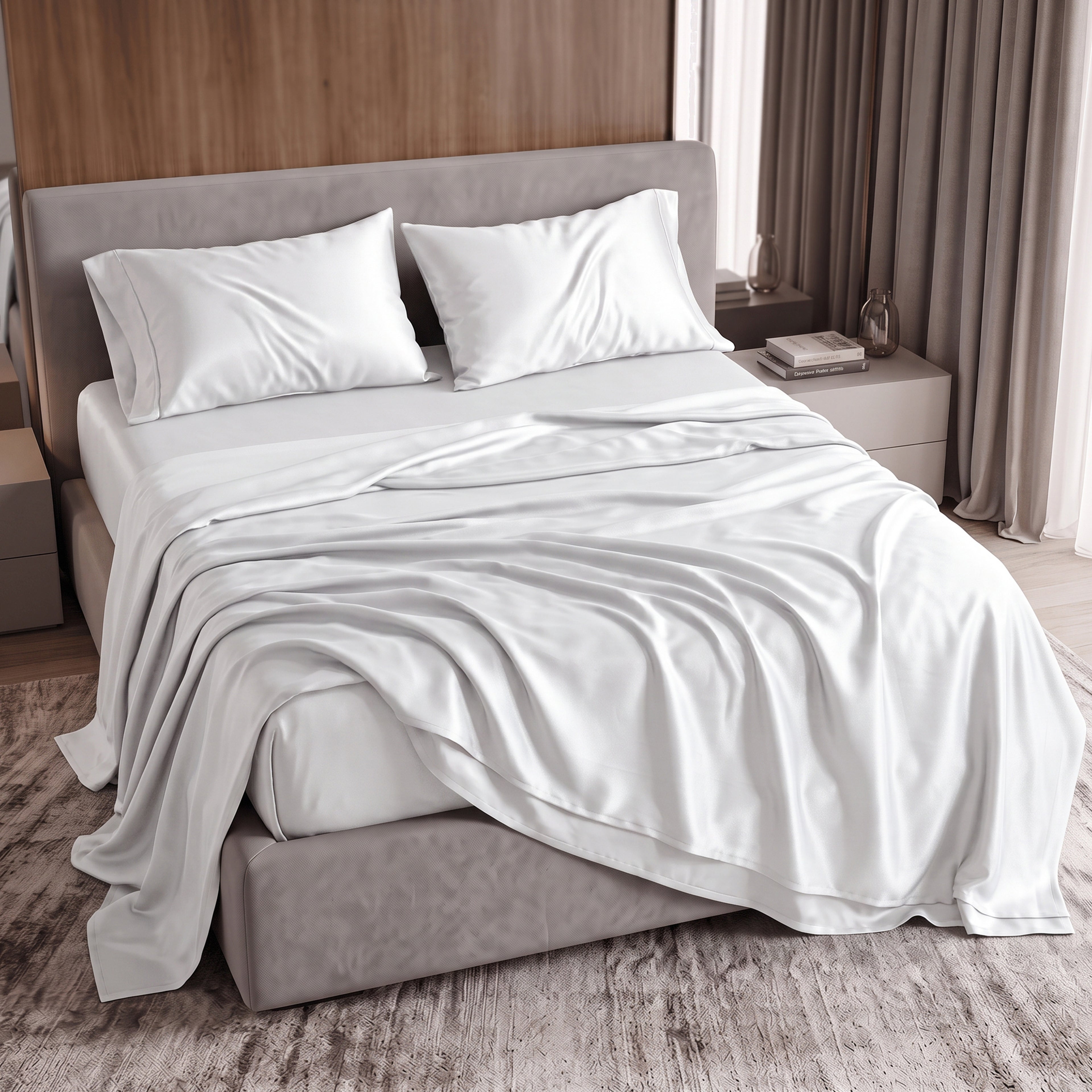 Fine 4-Piece Silky Satin Sheet Set, Bright Shades