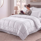 8-Piece Bamboo Floral Pattern Comforter Set- Includes 4-Piece Sheet Set with Double Sided Storage Pockets