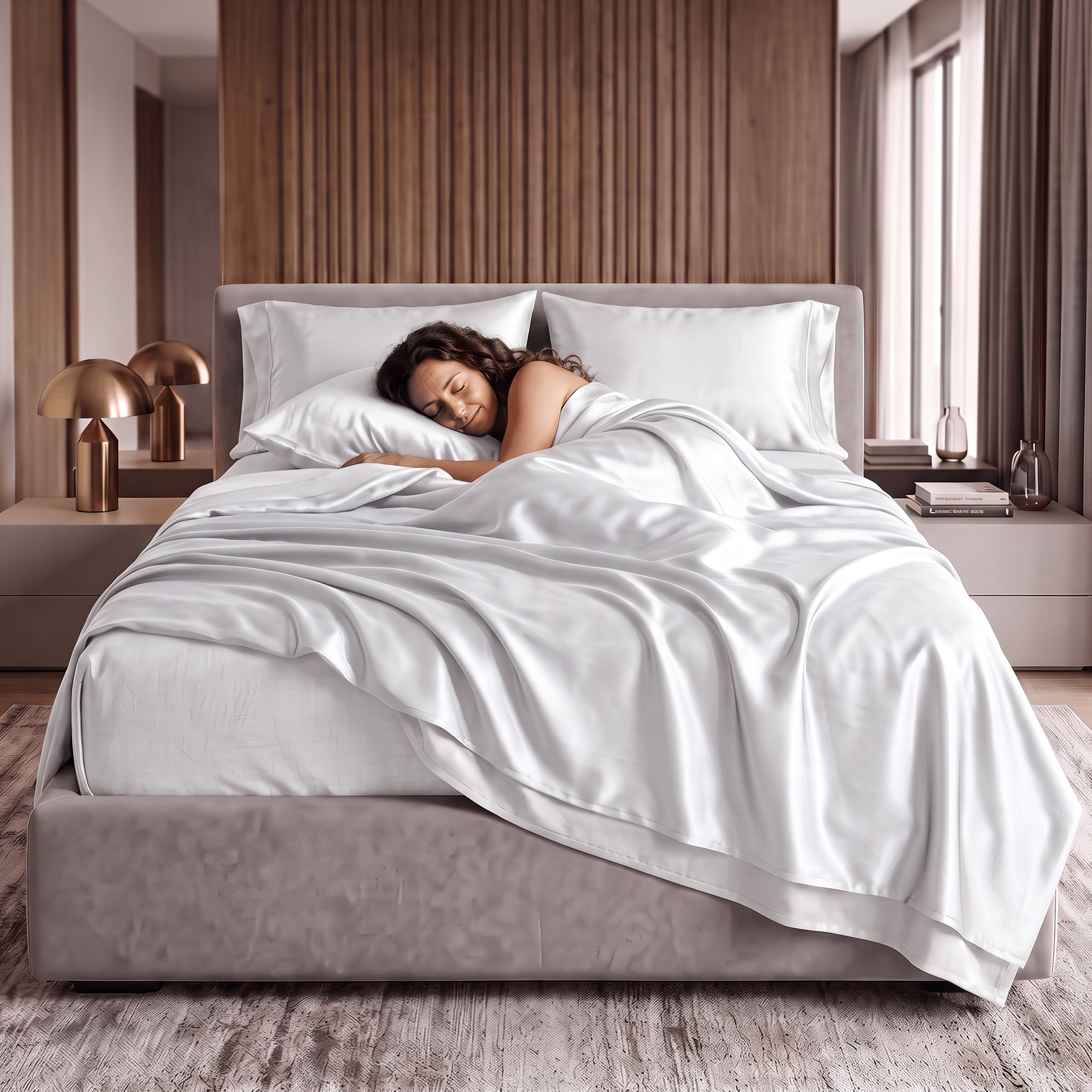 Fine 4-Piece Silky Satin Sheet Set, Bright Shades