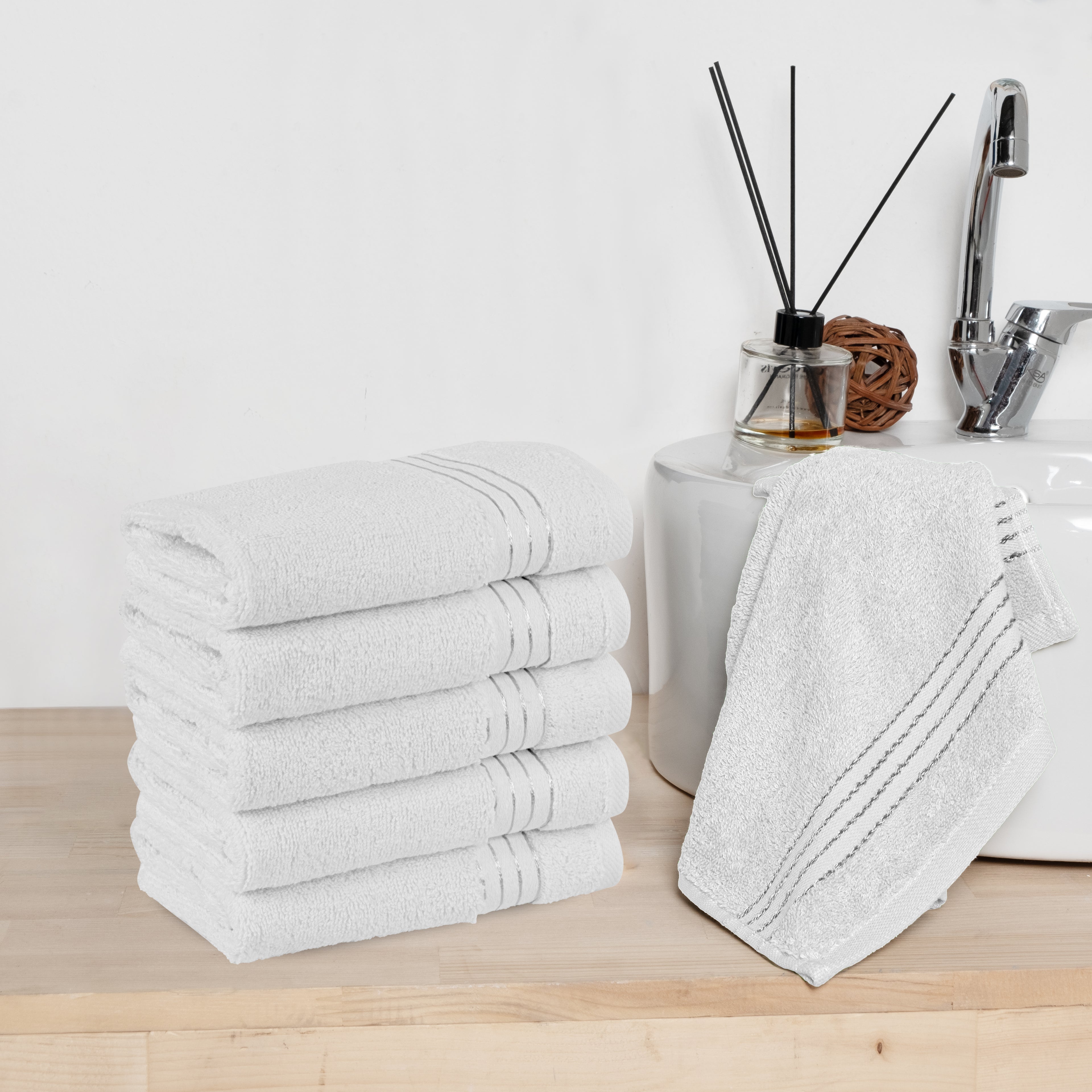 6-Pack Premium Turkish Cotton Washcloths Set, 13 x 13 inch