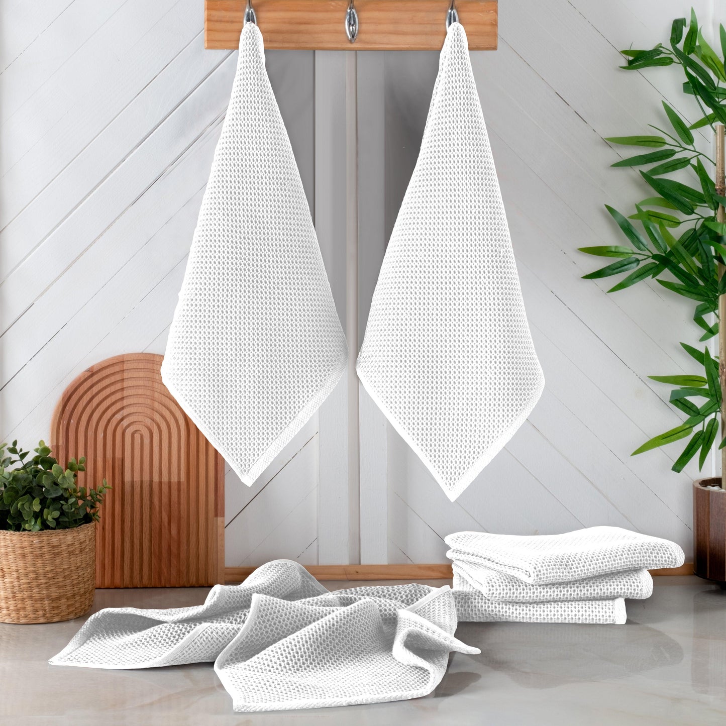 Elegant Comfort 6-Pack Turkish Cotton Waffle Wave Kitchen Towels