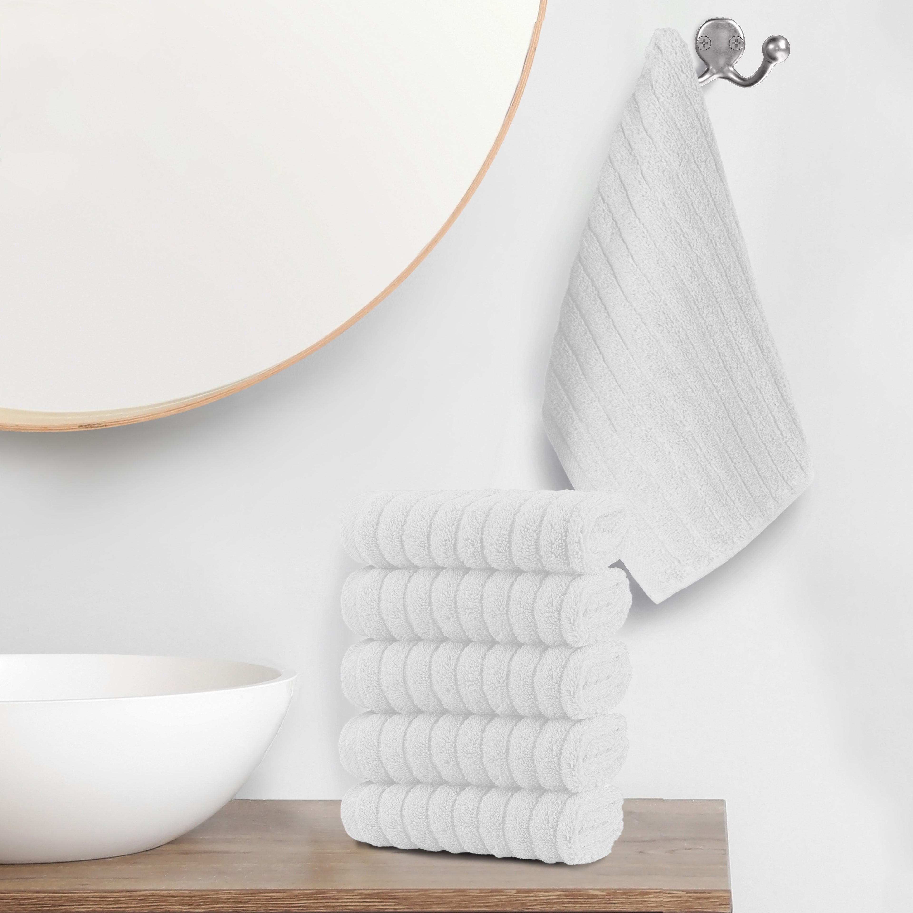 6-Pack Premium Turkish Cotton Corduroy Stripe Washcloths Set, 13 x 13 inch