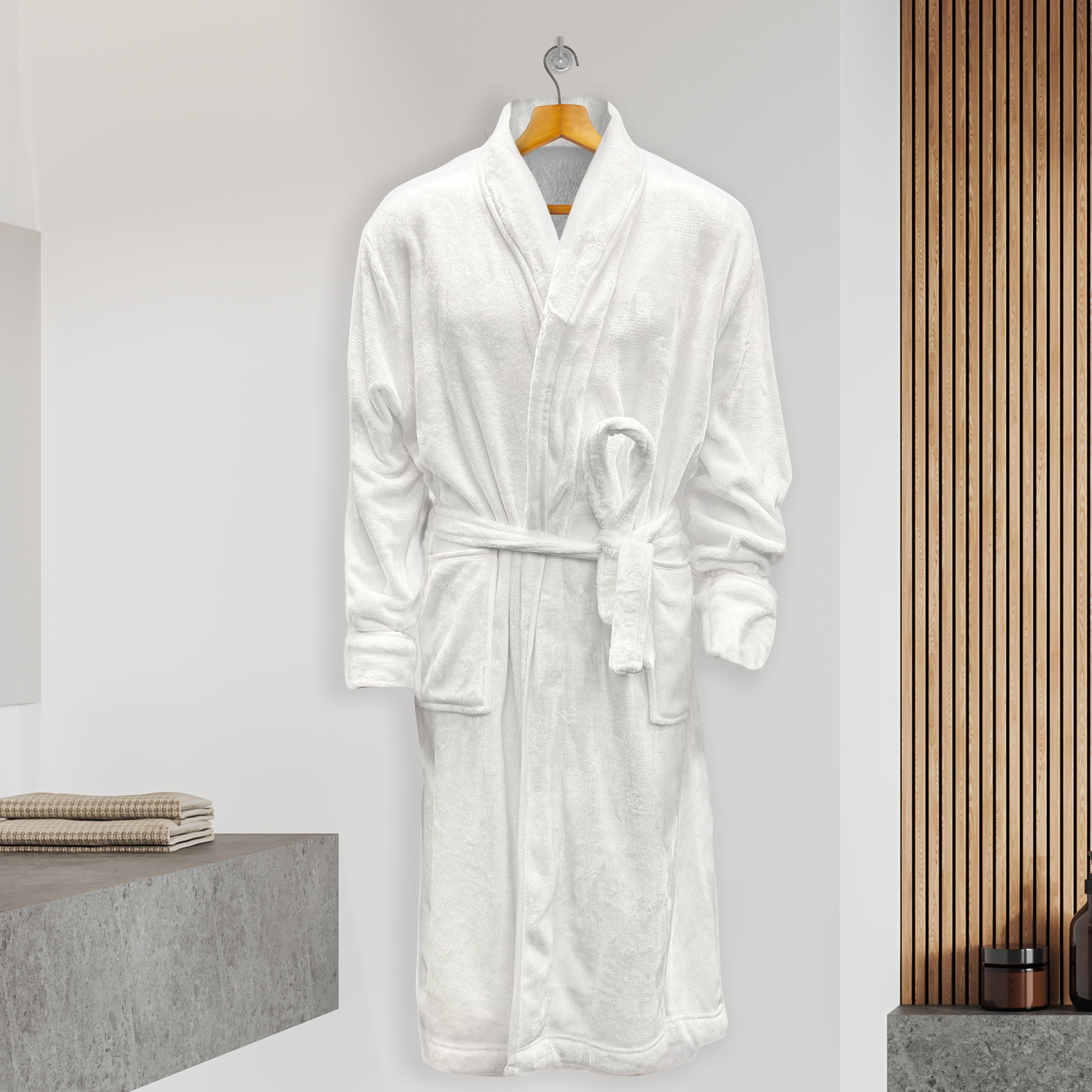 Men Shawl Collar Velvet Fleece Long Bathrobe
