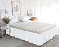1-Piece Top-Knot Tassel Pompom Fringe Ruffle Bed Skirt - Around Style Elastic Bed Wrap - 16 inch Drop