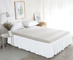 1-Piece Top-Knot Tassel Pompom Fringe Ruffle Bed Skirt - Around Style Elastic Bed Wrap - 16 inch Drop