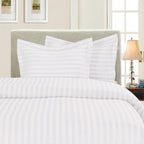3-Piece Stripe Duvet Cover Set - Dobby Stripe Printed Pattern