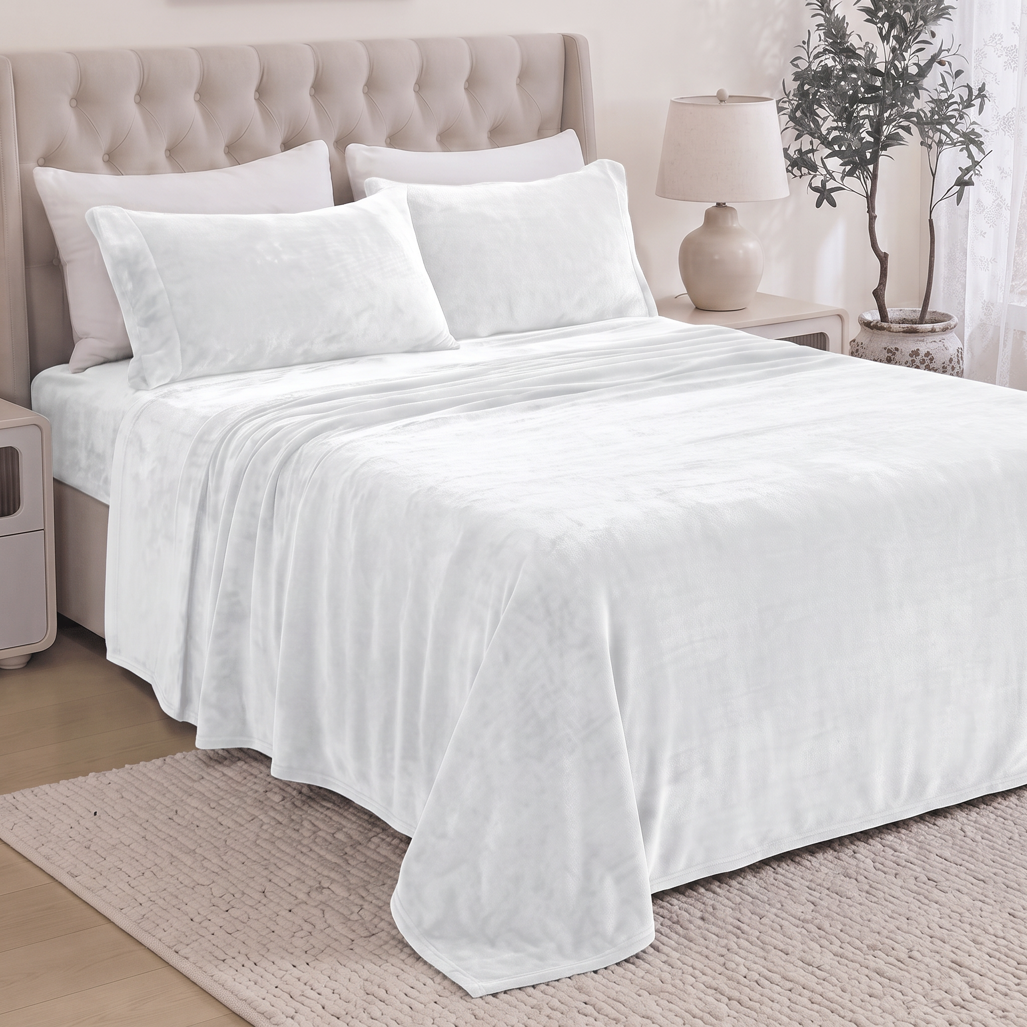 4-Piece Velvet Plush Flannel Sheet Set