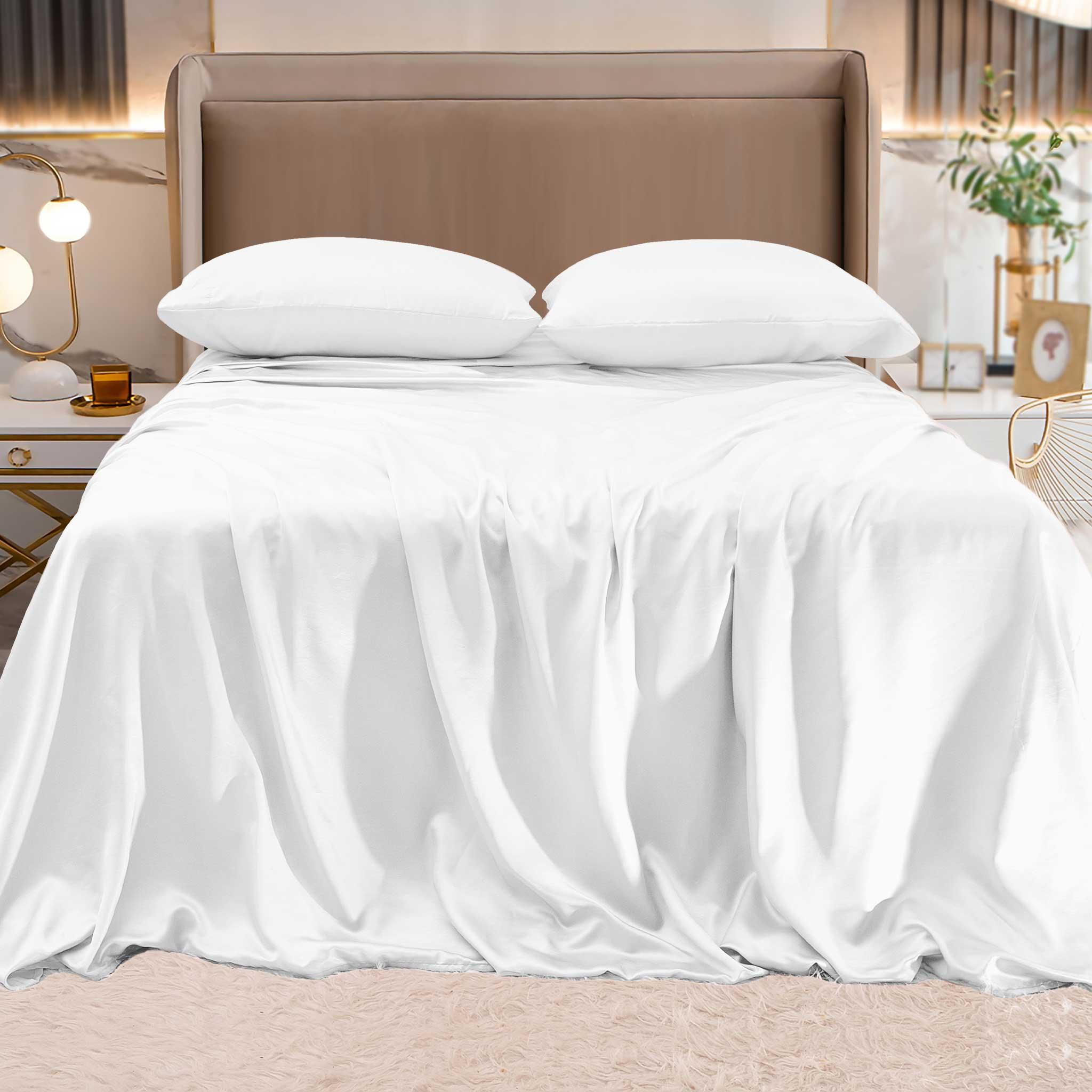 Fine 4-Piece Silky Satin Sheet Set, Bright Shades