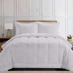 3-Piece Box Stitched Comforter & Shams - Duvet Insert with 4 Corner Tabs