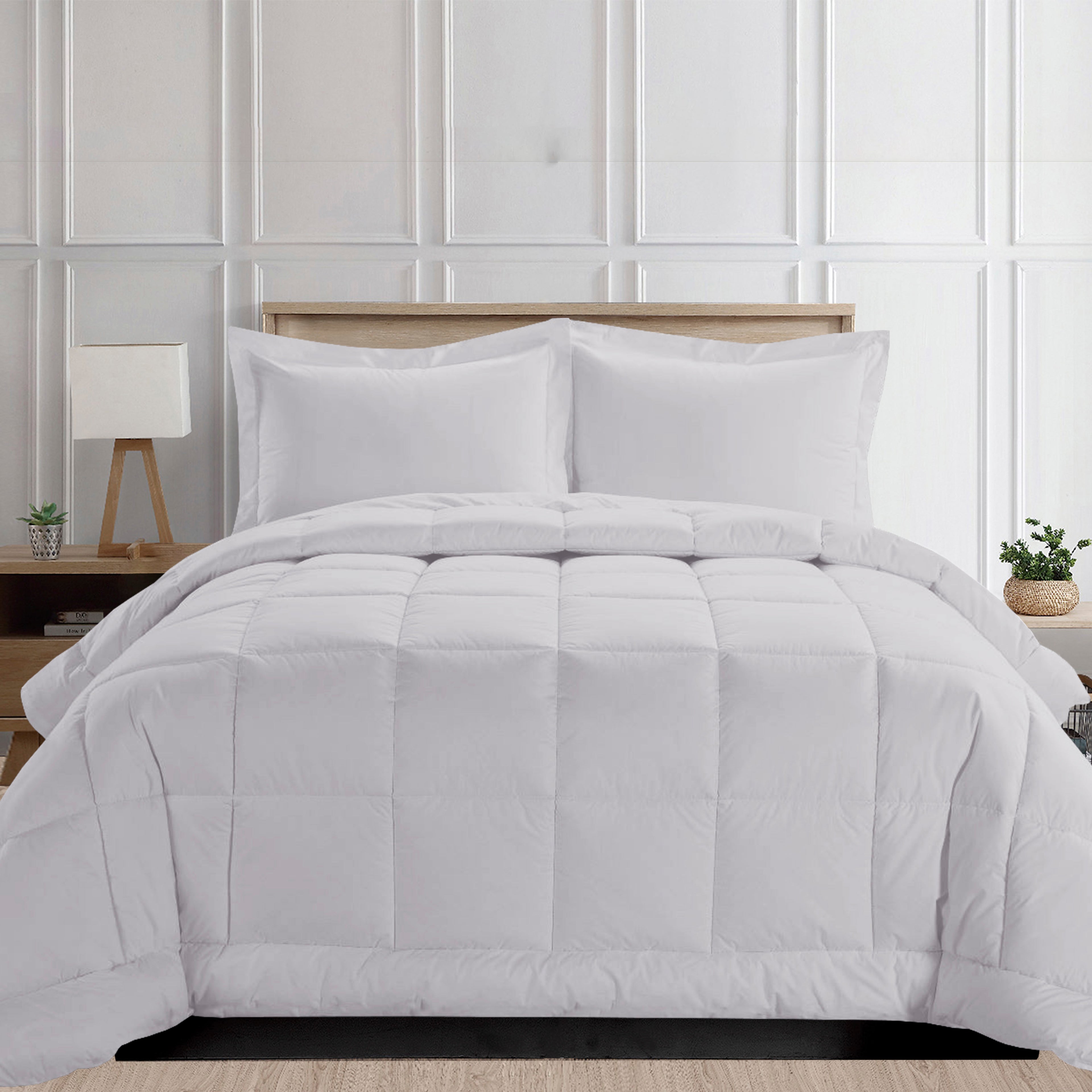 3-Piece Box Stitched Comforter & Shams - Duvet Insert with 4 Corner Tabs