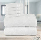 6-Piece Turkish Cotton 2 Lines Towel Set, 2 Washcloths, 2 Hand Towels and 2 Bath Towels