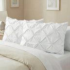 Set of 2 Pinch Pleated Pintuck Pillow Shams - Luxury and Silky Soft