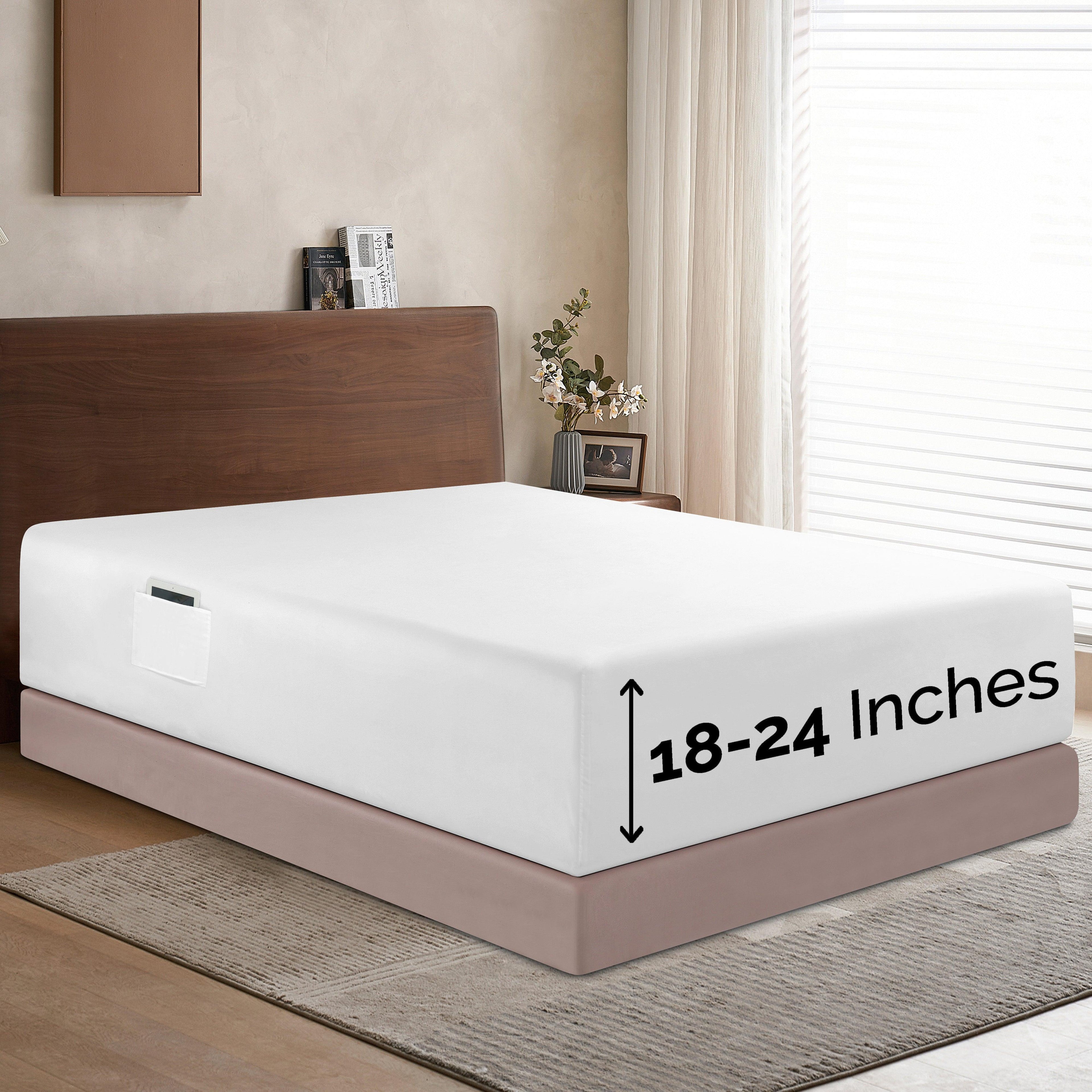 Extra Deep Pocket 18"-24" Single Fitted Sheet for High Mattress, Bright Shades
