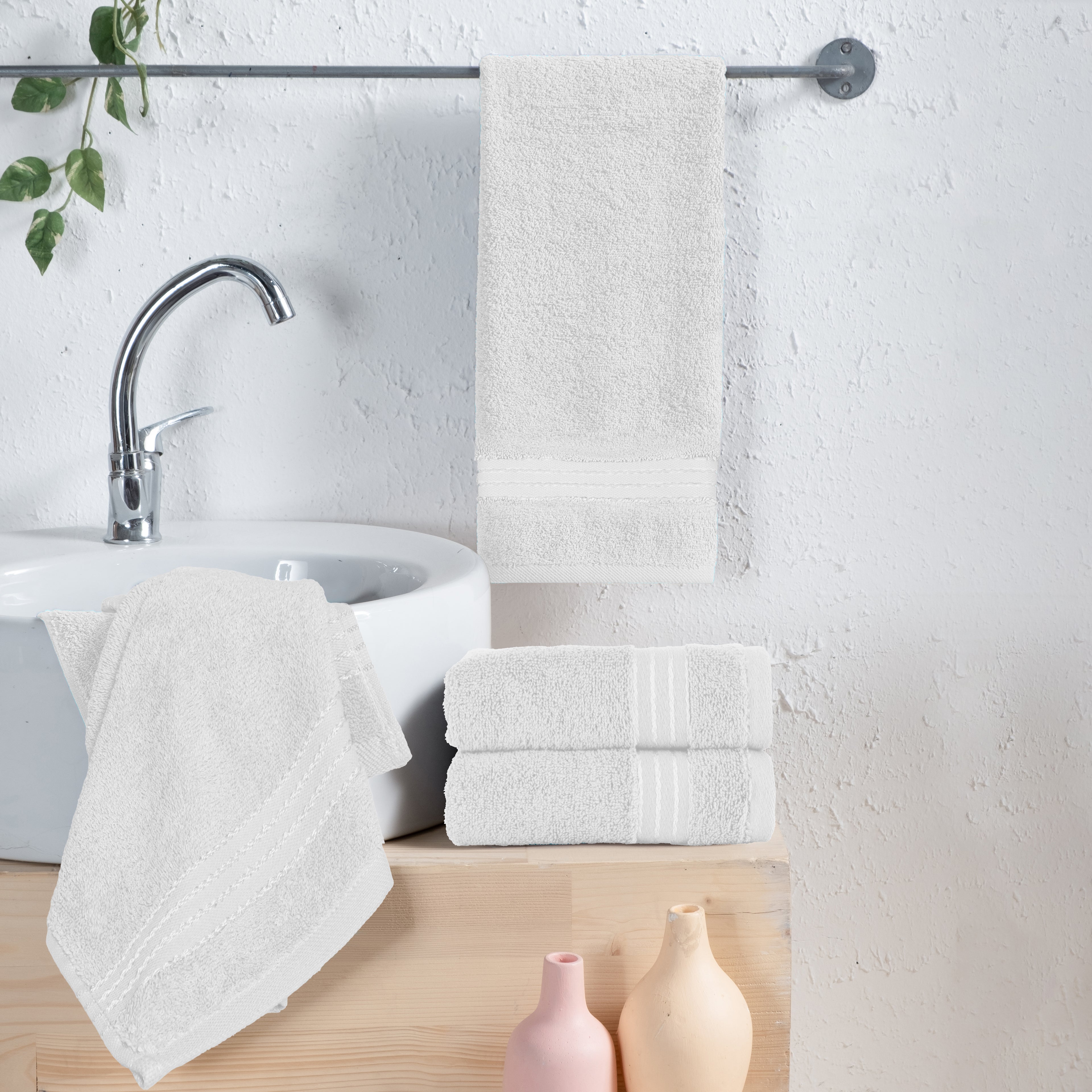 4-Pack Premium Turkish Cotton Hand Towel Set, 16 x 28 inch