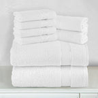 8-Piece Turkish Cotton Towel Set, 4 Washcloths, 2 Hand Towels and 2 Bath Towels