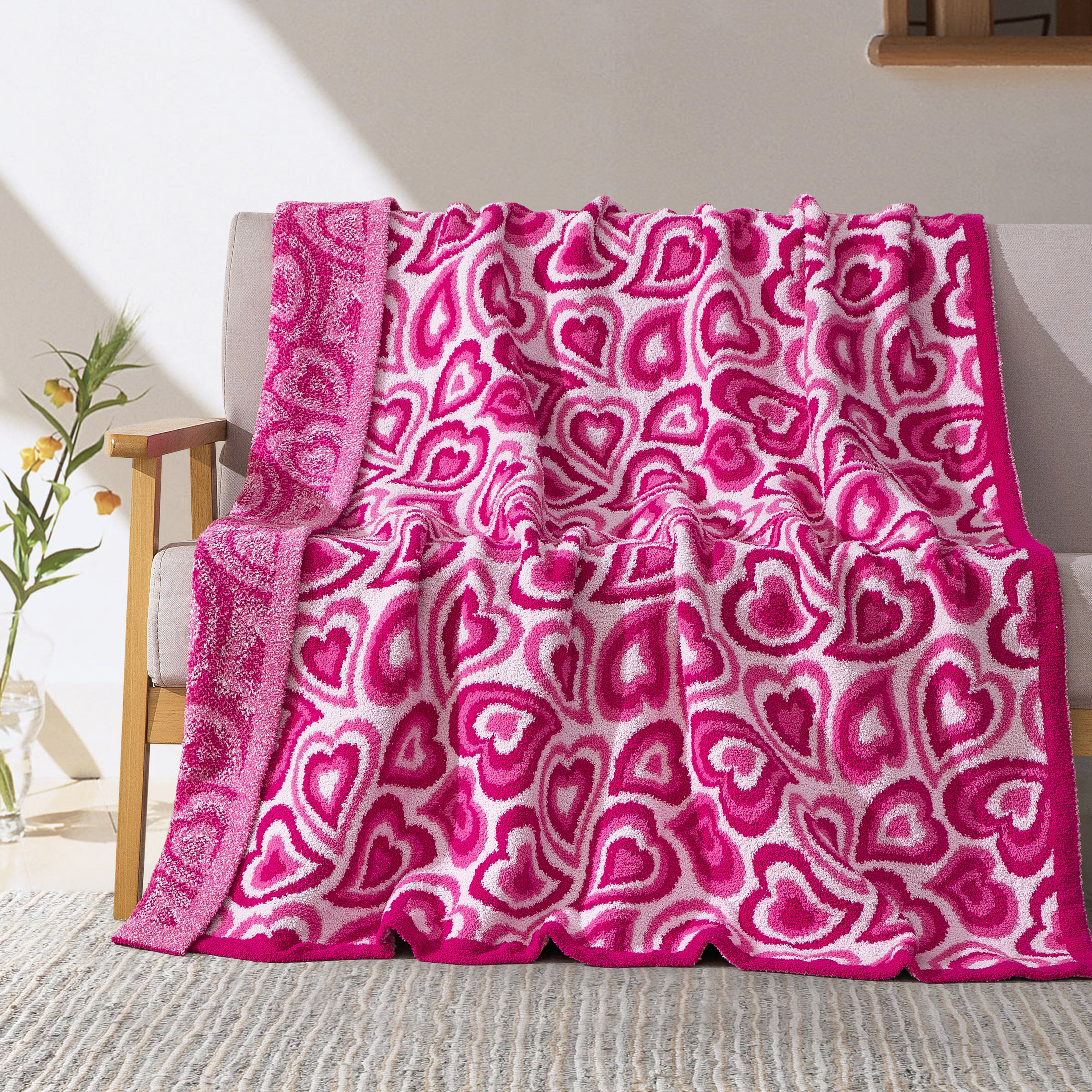 50" x 70"  Ultra Soft Checkered Knitted Throw Blanket