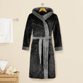 Women Hooded Velvet Fleece Long Bathrobe