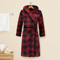 Women Hooded Velvet Fleece Long Bathrobe