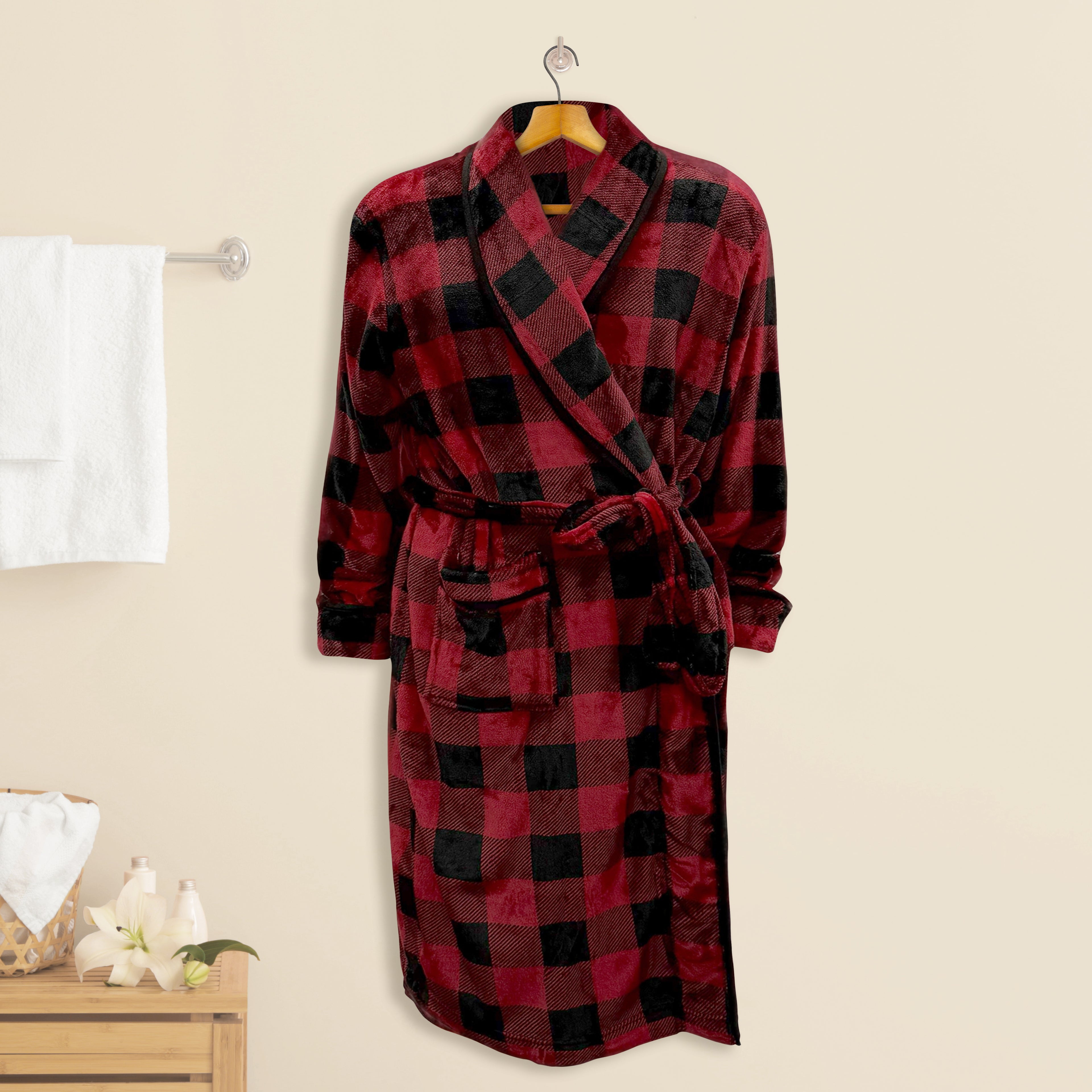 Women Shawl Collar Velvet Fleece Long Bathrobe