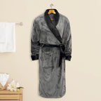 Women Shawl Collar Velvet Fleece Long Bathrobe