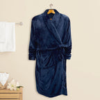 Women Shawl Collar Velvet Fleece Long Bathrobe