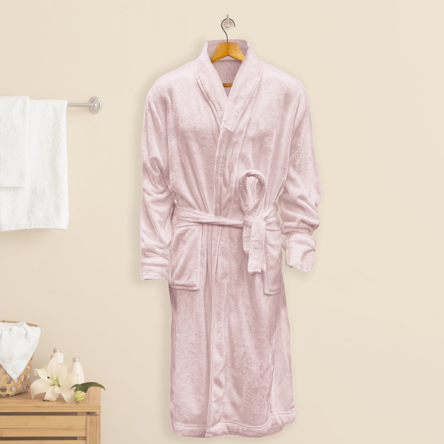 Elegant Comfort Women Shawl Collar Velvet Fleece Long Bathrobe