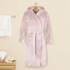 Women Hooded Velvet Fleece Long Bathrobe