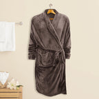 Women Shawl Collar Velvet Fleece Long Bathrobe