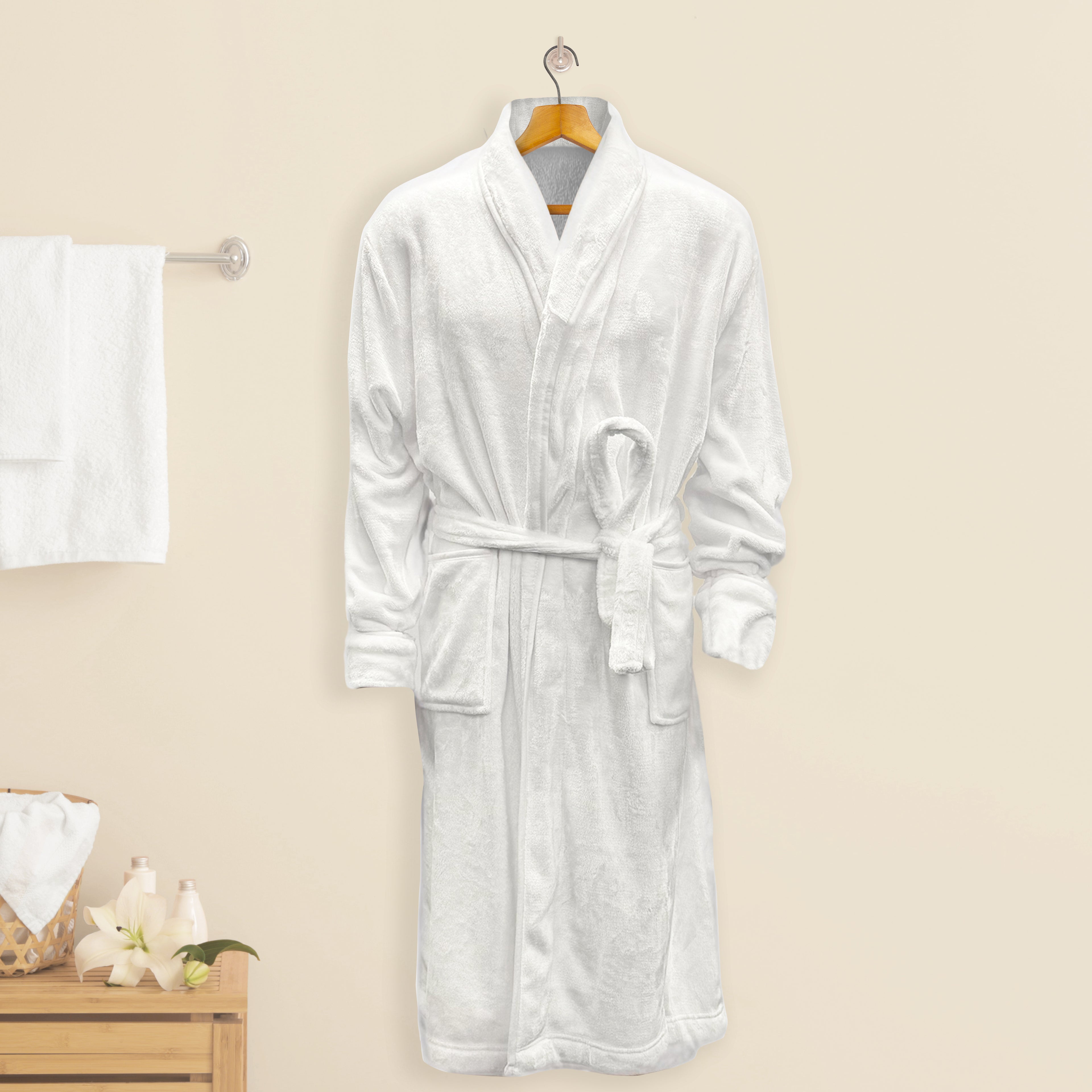 Women Shawl Collar Velvet Fleece Long Bathrobe