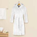 Women Hooded Velvet Fleece Long Bathrobe