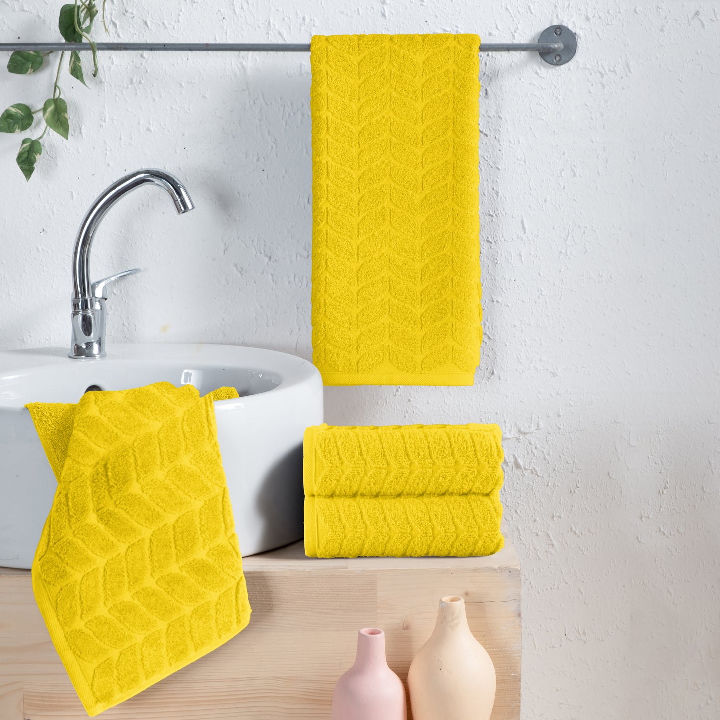 Elegant Comfort 4-Pack Premium Turkish Cotton Braided Hand Towel Set, 16 x 28 inch