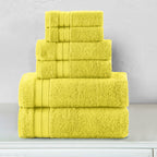 6-Piece Turkish Cotton Three Line Popcorn Towel Set, 2 Washcloths, 2 Hand Towels and 2 Bath Towels