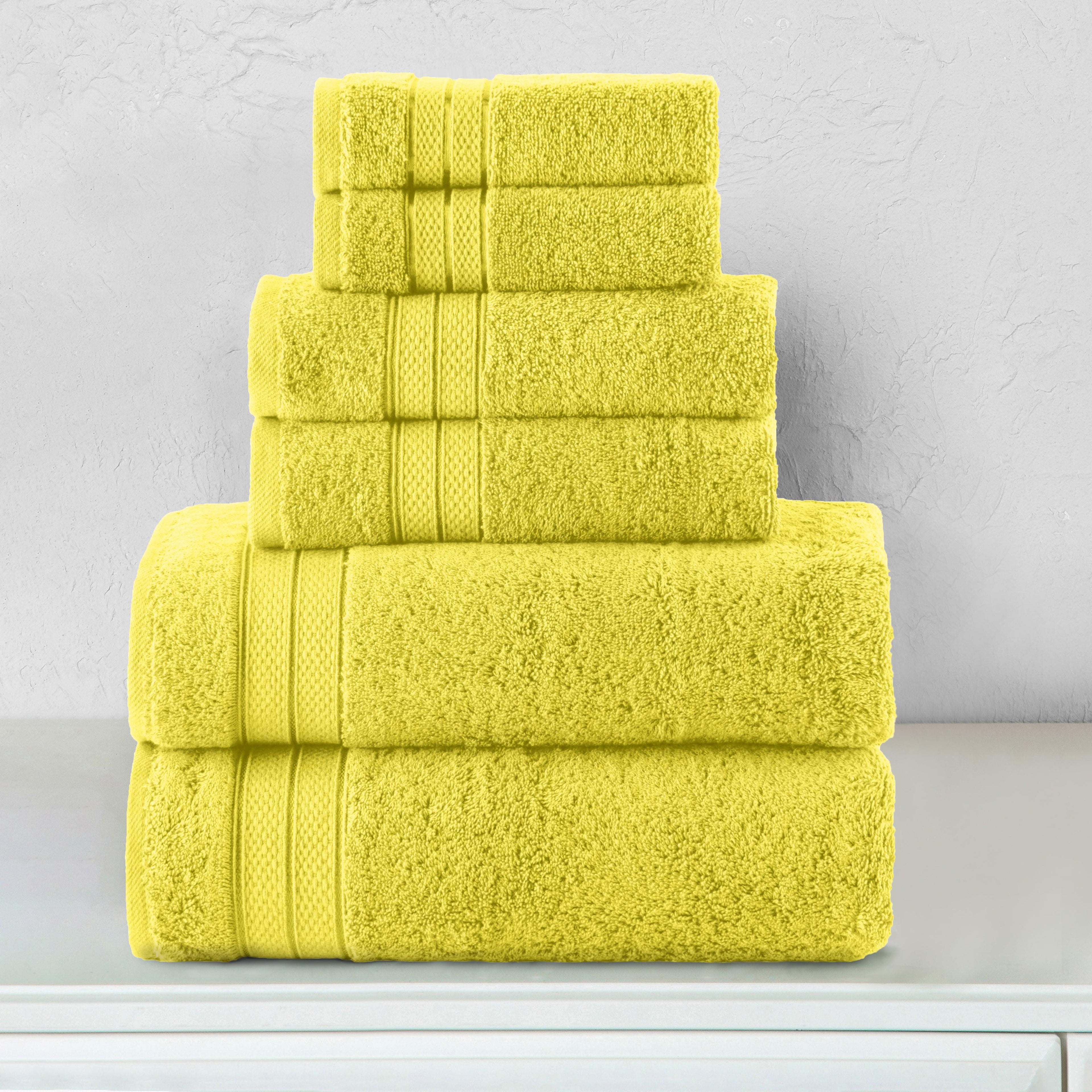 6-Piece Turkish Cotton Three Line Popcorn Towel Set, 2 Washcloths, 2 Hand Towels and 2 Bath Towels