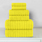6-Piece Turkish Cotton Corduroy Towel Set, 2 Washcloths, 2 Hand Towels and 2 Bath Towels