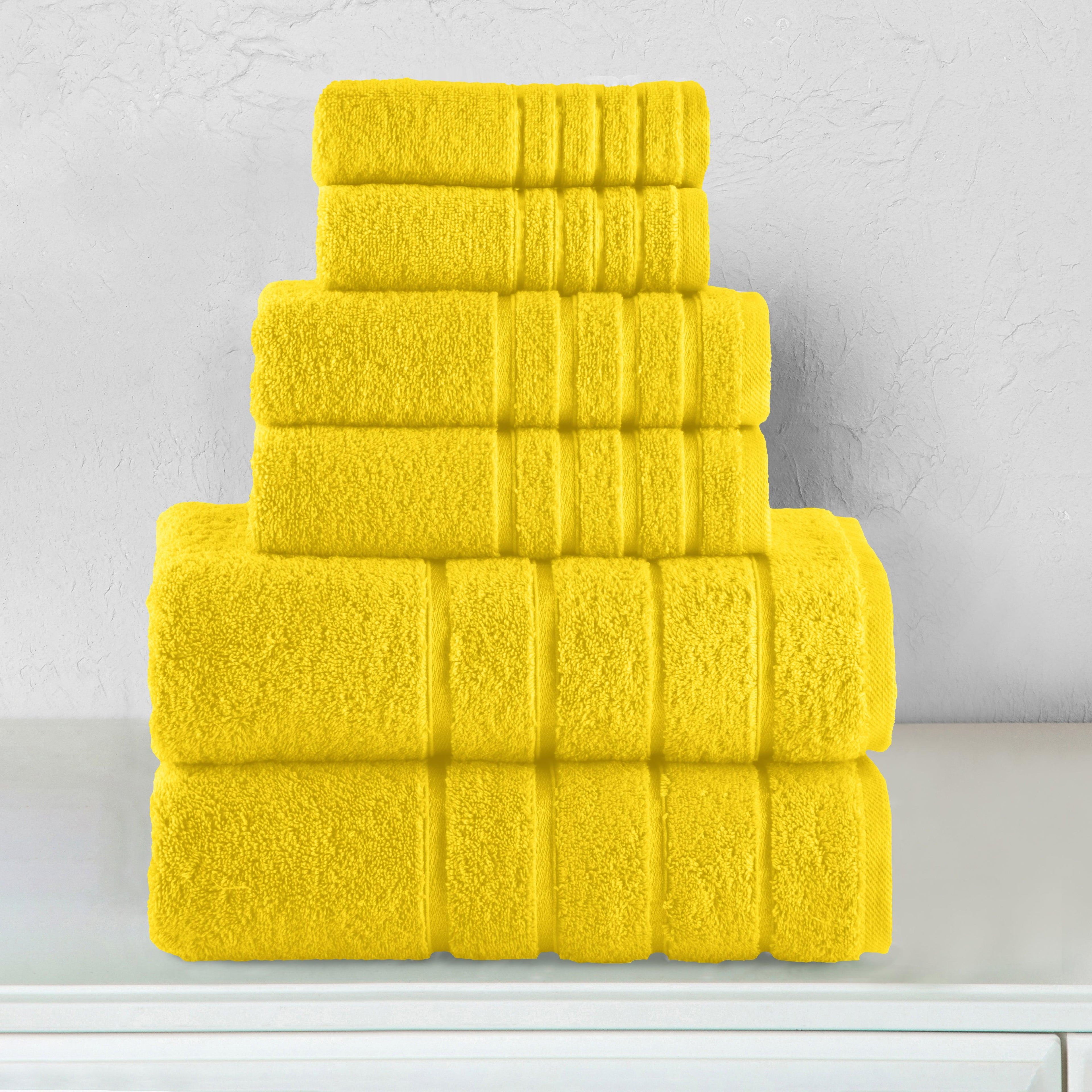 6-Piece Turkish Cotton 4 Lines Stripe Towel Set, 2 Washcloths, 2 Hand Towels and 2 Bath Towels