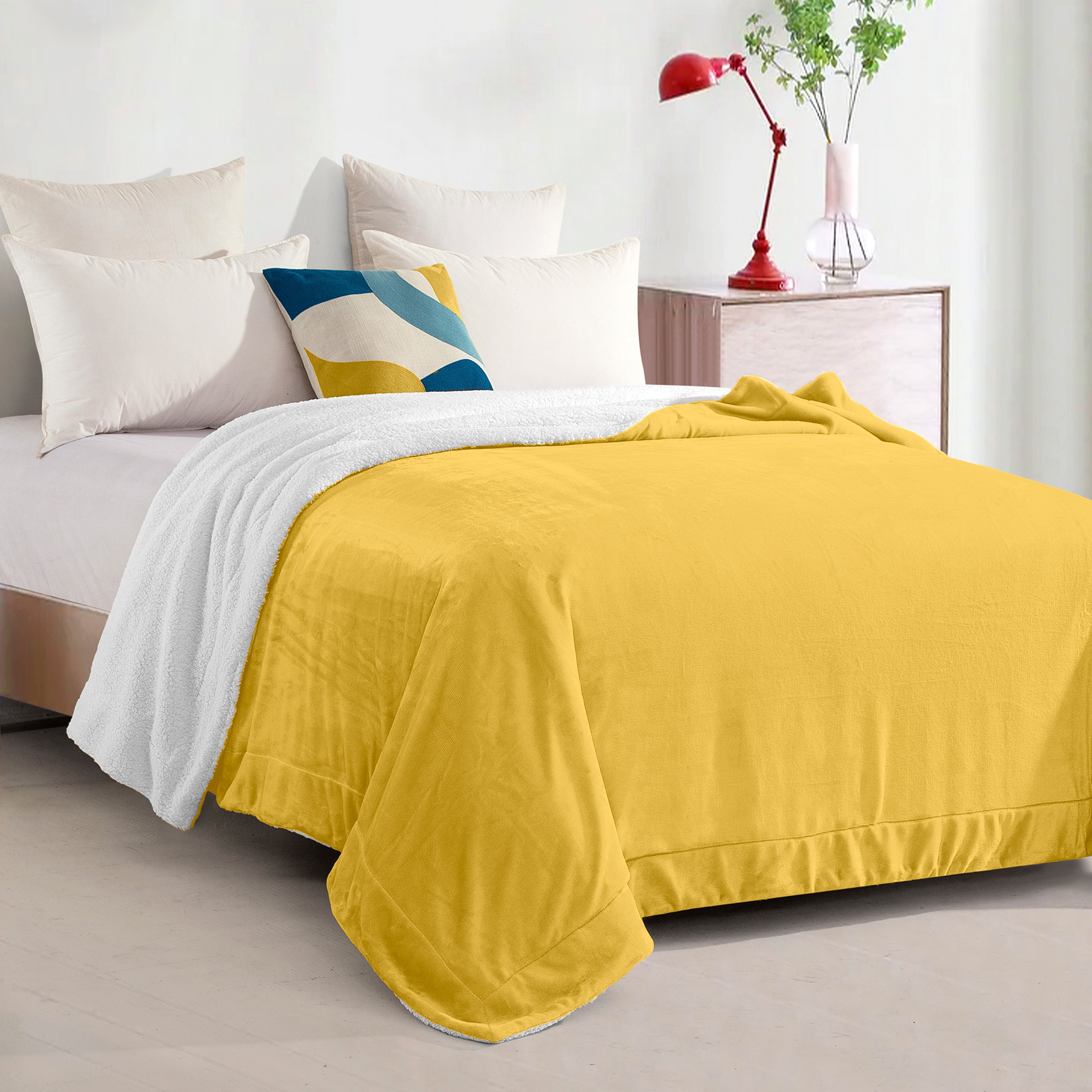 Reversible Sherpa Throw Blanket - Sherpa Back Throw Blanket